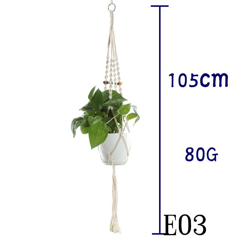 Boho Aesthetic Biophilic Flower & Plant Pot Cotton Rope Indoor Plant Hanger Hanging Basket | Biophilic Design Airbnb Decor Furniture 