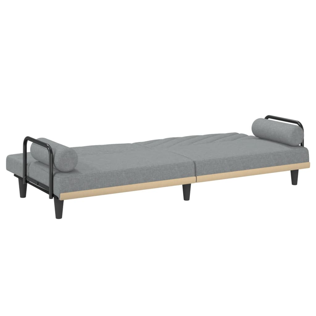 Boho Aesthetic Nanterre | Modern Sofa Bed with Armrests Light Gray Fabric | Biophilic Design Airbnb Decor Furniture 