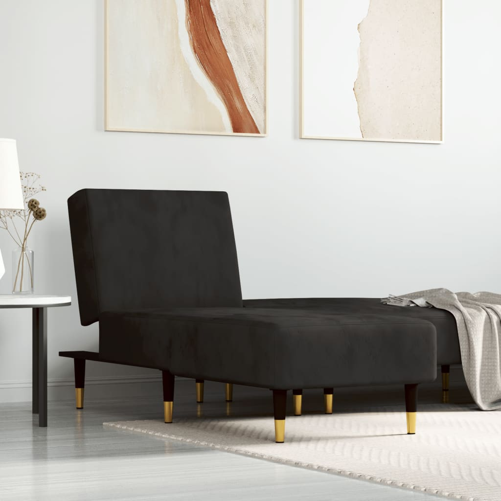 Boho Aesthetic vidaXL Chaise Longue Black Velvet | Biophilic Design Airbnb Decor Furniture 