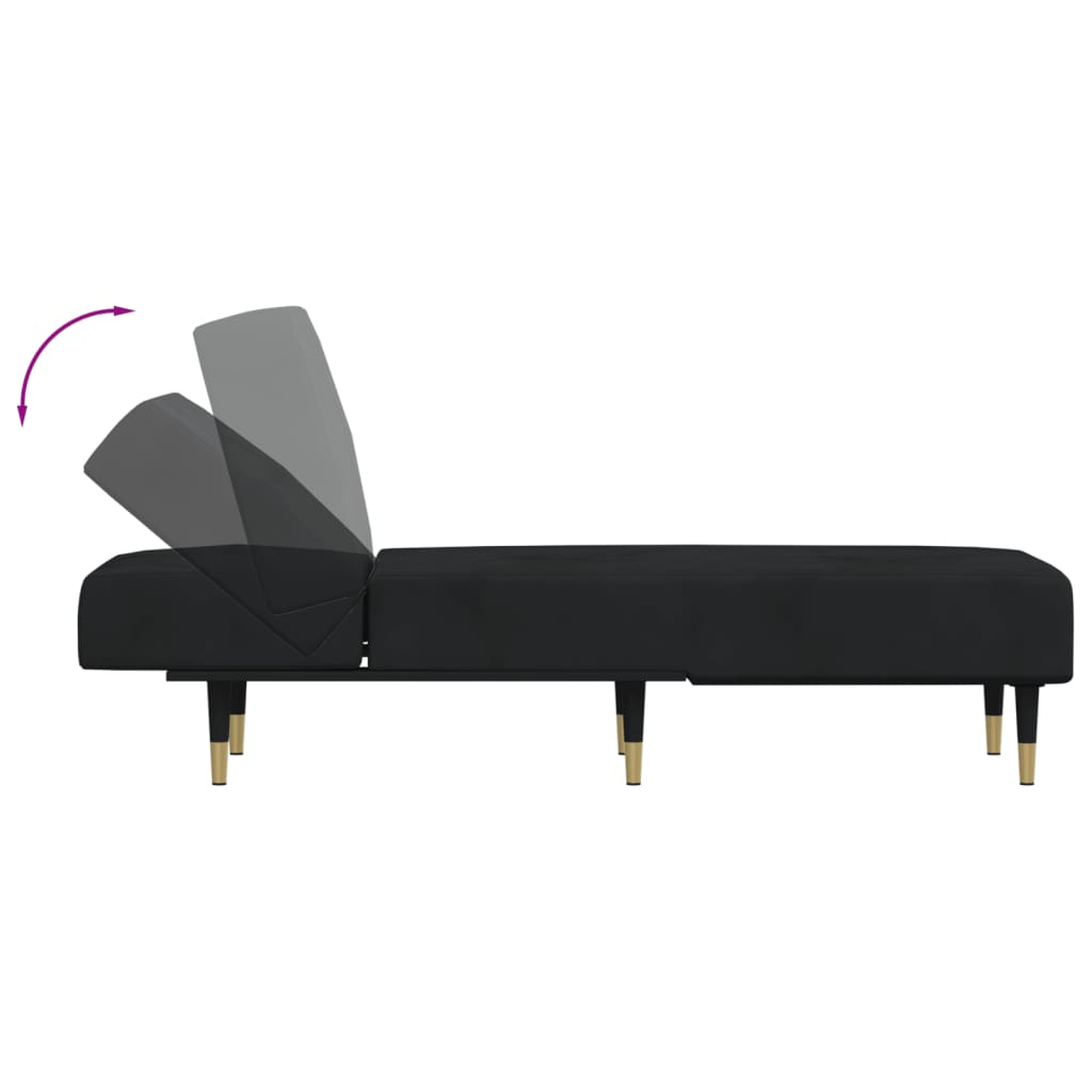 Boho Aesthetic vidaXL Chaise Longue Black Velvet | Biophilic Design Airbnb Decor Furniture 