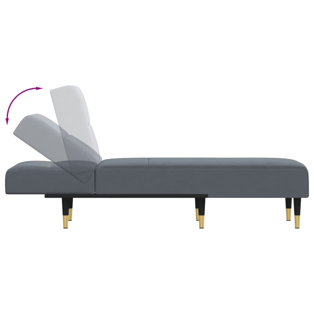 Boho Aesthetic vidaXL Chaise Longue Dark Gray Velvet | Biophilic Design Airbnb Decor Furniture 