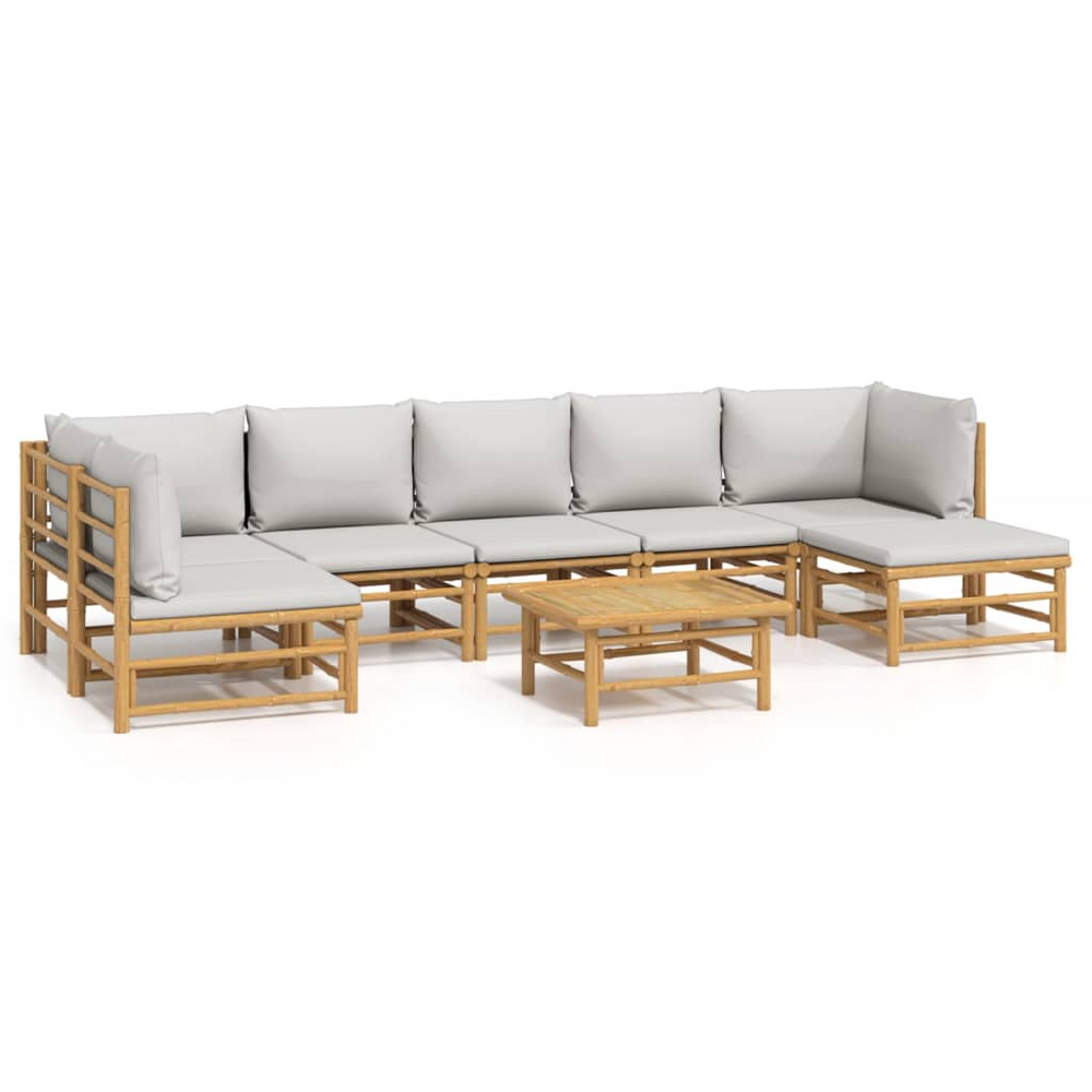 Boho Aesthetic 8 Piece Bamboo Patio Lounge Set | Biophilic Design Airbnb Decor Furniture 