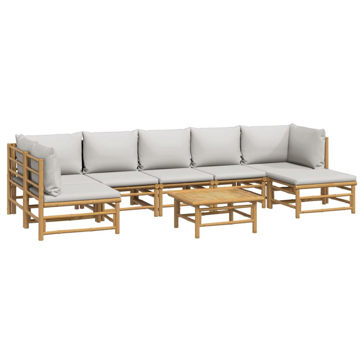 Boho Aesthetic 8 Piece Bamboo Patio Lounge Set | Biophilic Design Airbnb Decor Furniture 