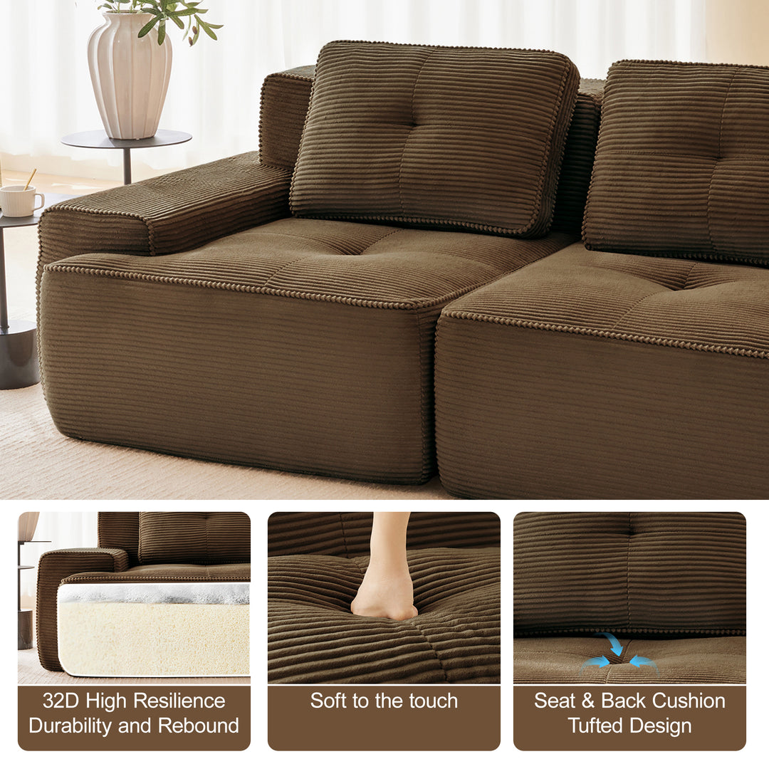 Buy farmhouse furniture Large 3 Seater U Shaped Brown Mediterranean Italian Style Sofa Couch - Modern Cottage Farmhouse Furniture