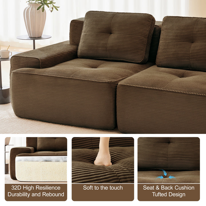Buy farmhouse furniture Large 3 Seater U Shaped Brown Mediterranean Italian Style Sofa Couch - Modern Cottage Farmhouse Furniture