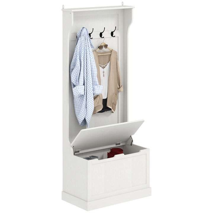 White Farmhouse Mudroom Coat Rack Storage Sitting Bench - Mediterranean Italian Contemporary Home Decor Furniture