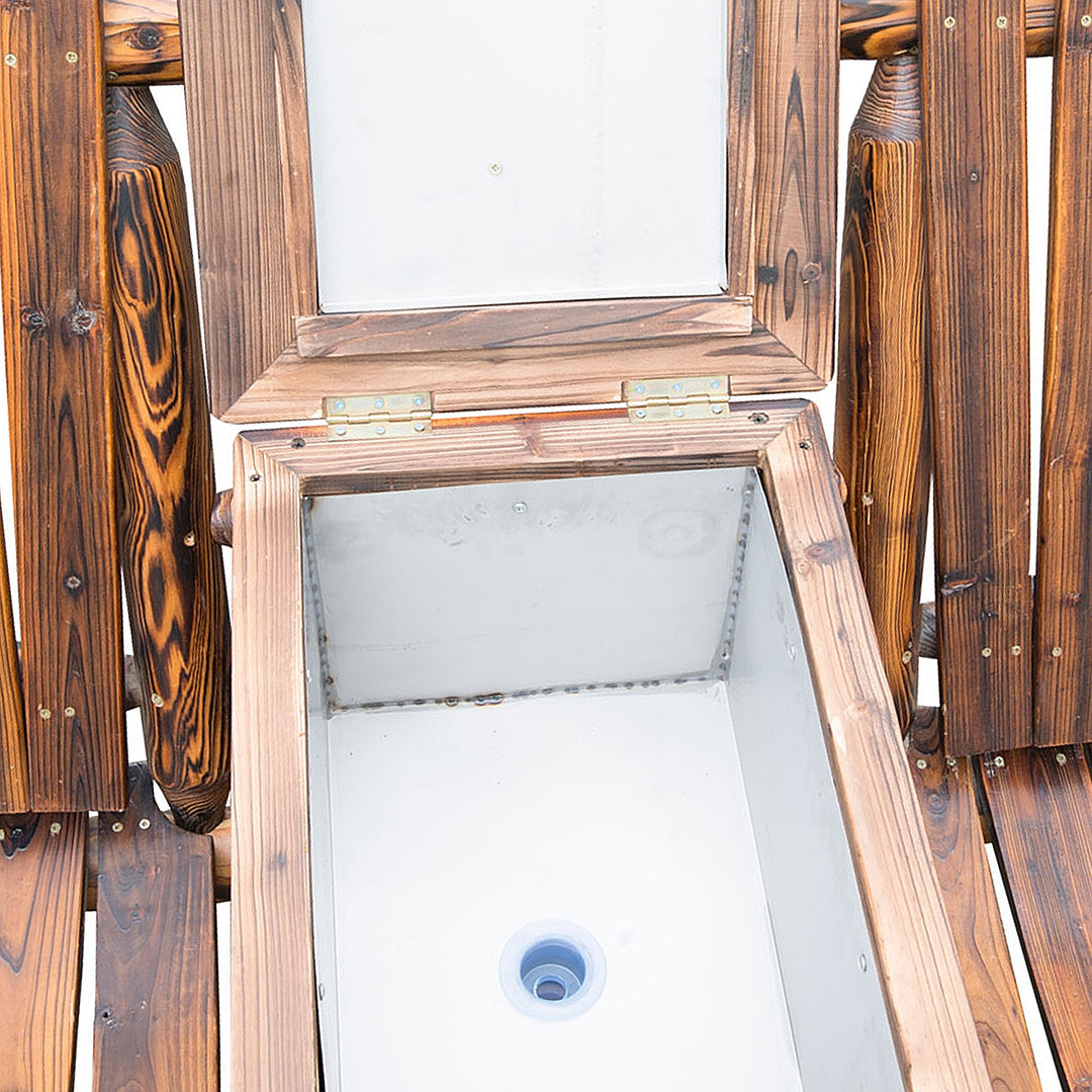 Rustic Brown Double Wooden Farmhouse Country Chair with Ice Bucket - Mediterranean Italian Contemporary Home Decor Furniture