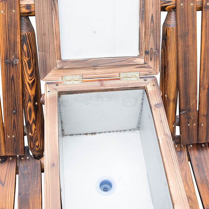 Rustic Brown Double Wooden Farmhouse Country Chair with Ice Bucket - Mediterranean Italian Contemporary Home Decor Furniture