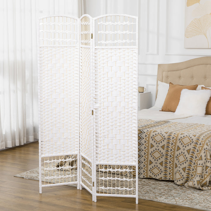 Buy farmhouse furniture Best Farmhouse Room Divider | 3-Panel Rustic Privacy Screen Wave Fiber – White - Modern Cottage Farmhouse Furniture