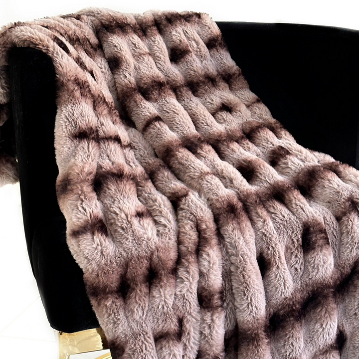 Boho Aesthetic Plutus Brown Fluffy Bunni Faux Fur Luxury Throw Blanket | Biophilic Design Airbnb Decor Furniture 