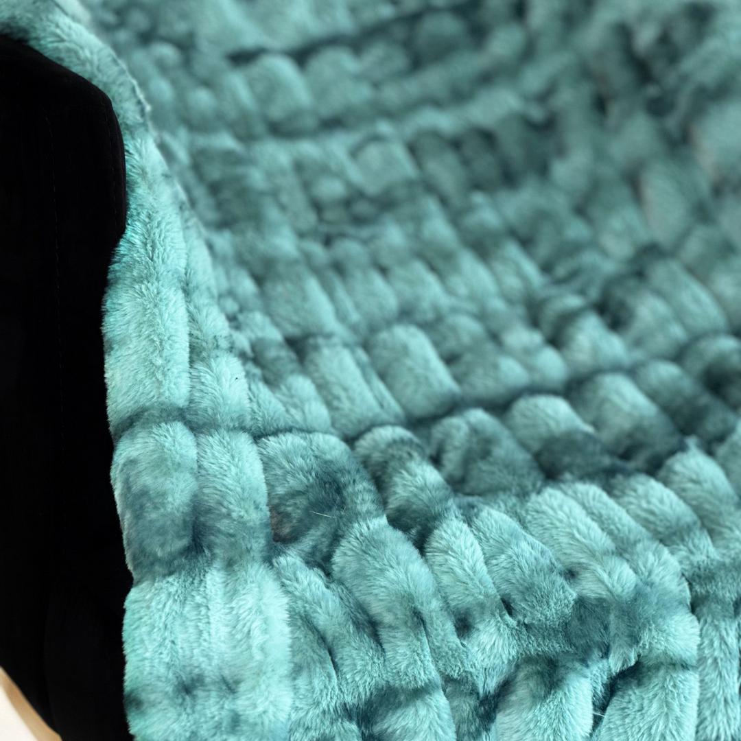 Boho Aesthetic Plutus Teal Sherpa Faux Fur Luxury Throw Blanket | Biophilic Design Airbnb Decor Furniture 