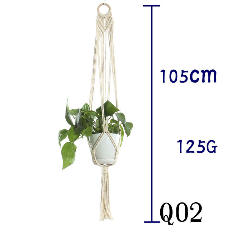 Boho Aesthetic Biophilic Flower & Plant Pot Cotton Rope Indoor Plant Hanger Hanging Basket | Biophilic Design Airbnb Decor Furniture 