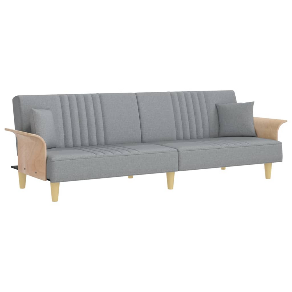 Boho Aesthetic vidaXL Sofa Bed with Armrests Light Gray Fabric | Biophilic Design Airbnb Decor Furniture 