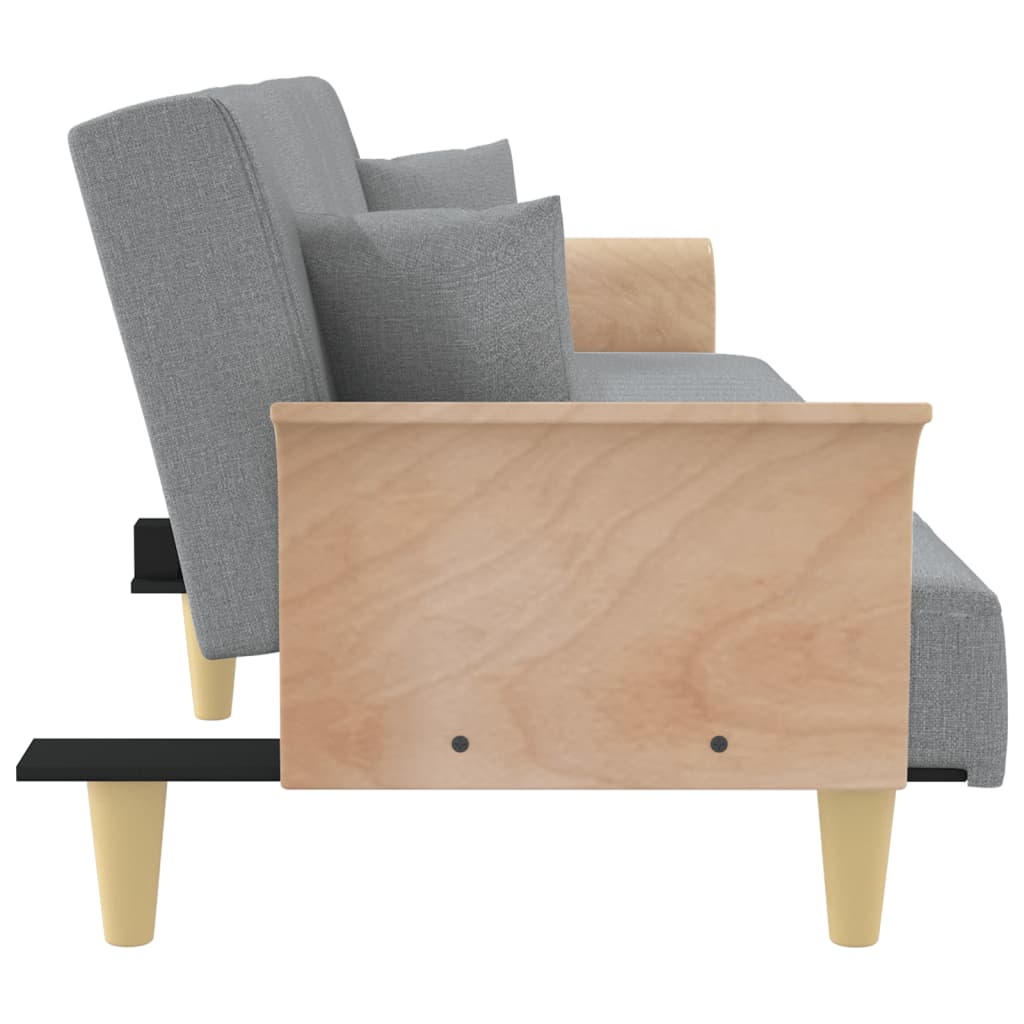 Boho Aesthetic vidaXL Sofa Bed with Armrests Light Gray Fabric | Biophilic Design Airbnb Decor Furniture 