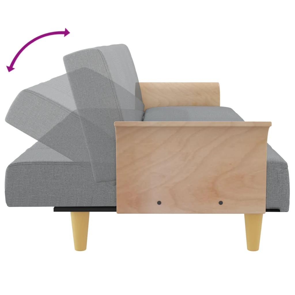 Boho Aesthetic vidaXL Sofa Bed with Armrests Light Gray Fabric | Biophilic Design Airbnb Decor Furniture 