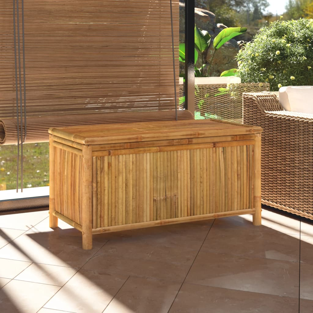 Boho Aesthetic vidaXL Patio Storage Box 43.3"x20.5"x21.7" Bamboo | Biophilic Design Airbnb Decor Furniture 