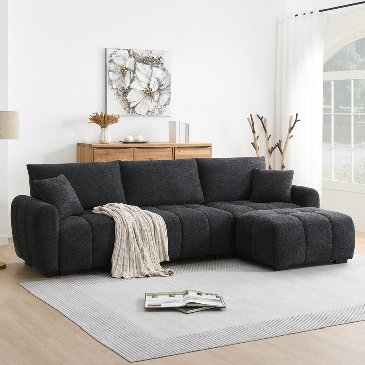 The La Riviera Modular Mediterranean Sectional Sofa with Movable Ottoman - Mediterranean Italian Contemporary Home Decor Furniture