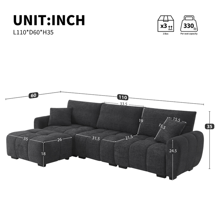 The La Riviera Modular Mediterranean Sectional Sofa with Movable Ottoman - Mediterranean Italian Contemporary Home Decor Furniture