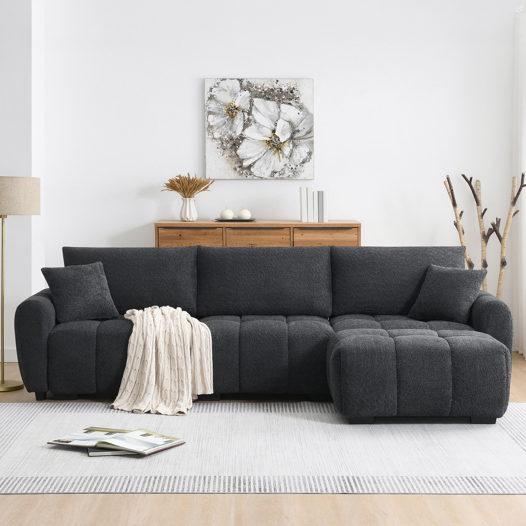 The La Riviera Modular Mediterranean Sectional Sofa with Movable Ottoman - Mediterranean Italian Contemporary Home Decor Furniture