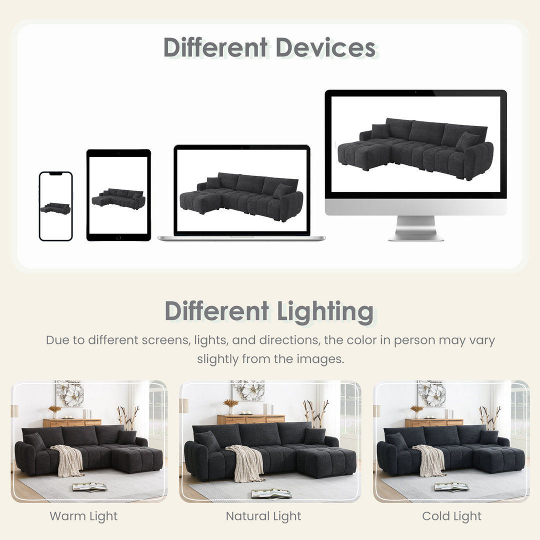 The La Riviera Modular Mediterranean Sectional Sofa with Movable Ottoman - Mediterranean Italian Contemporary Home Decor Furniture