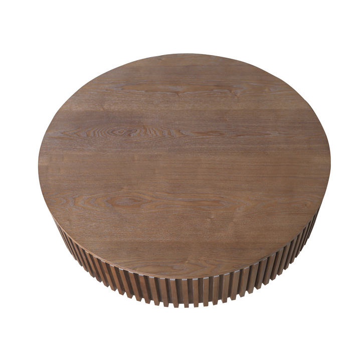 Round Walnut Mediterranean Farmhouse Coffee Table - Mediterranean Italian Contemporary Home Decor Furniture