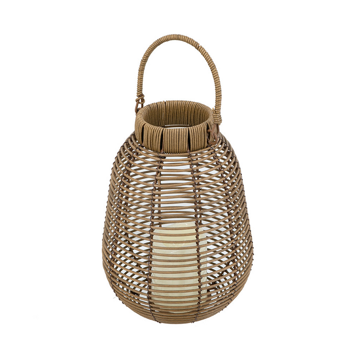 Buy farmhouse furniture Rattan Mediterranean Italian White Lantern with White LED Candle - Modern Cottage Farmhouse Furniture