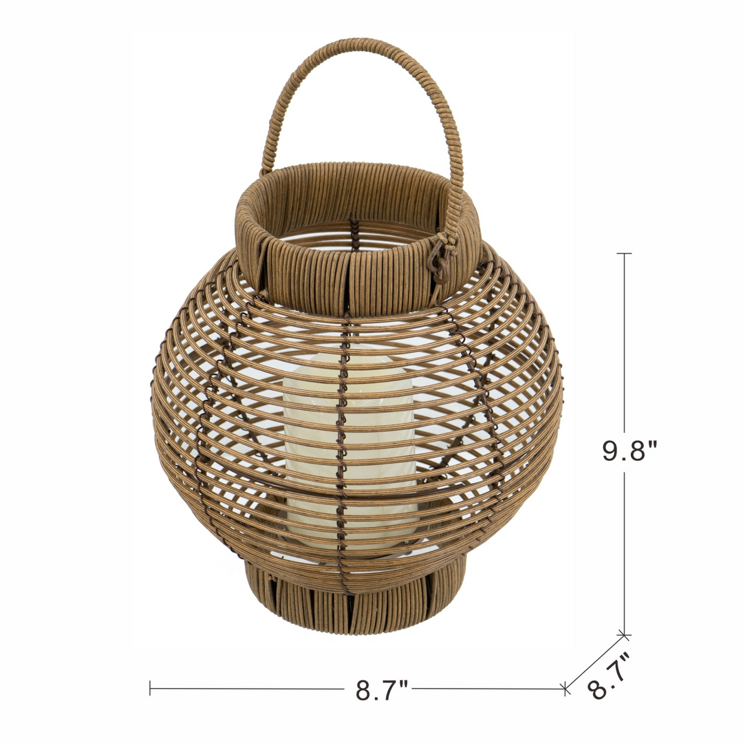 Buy farmhouse furniture Mediterranean Farmhouse Lighting Rattan Lantern with White LED Candle - Modern Cottage Farmhouse Furniture
