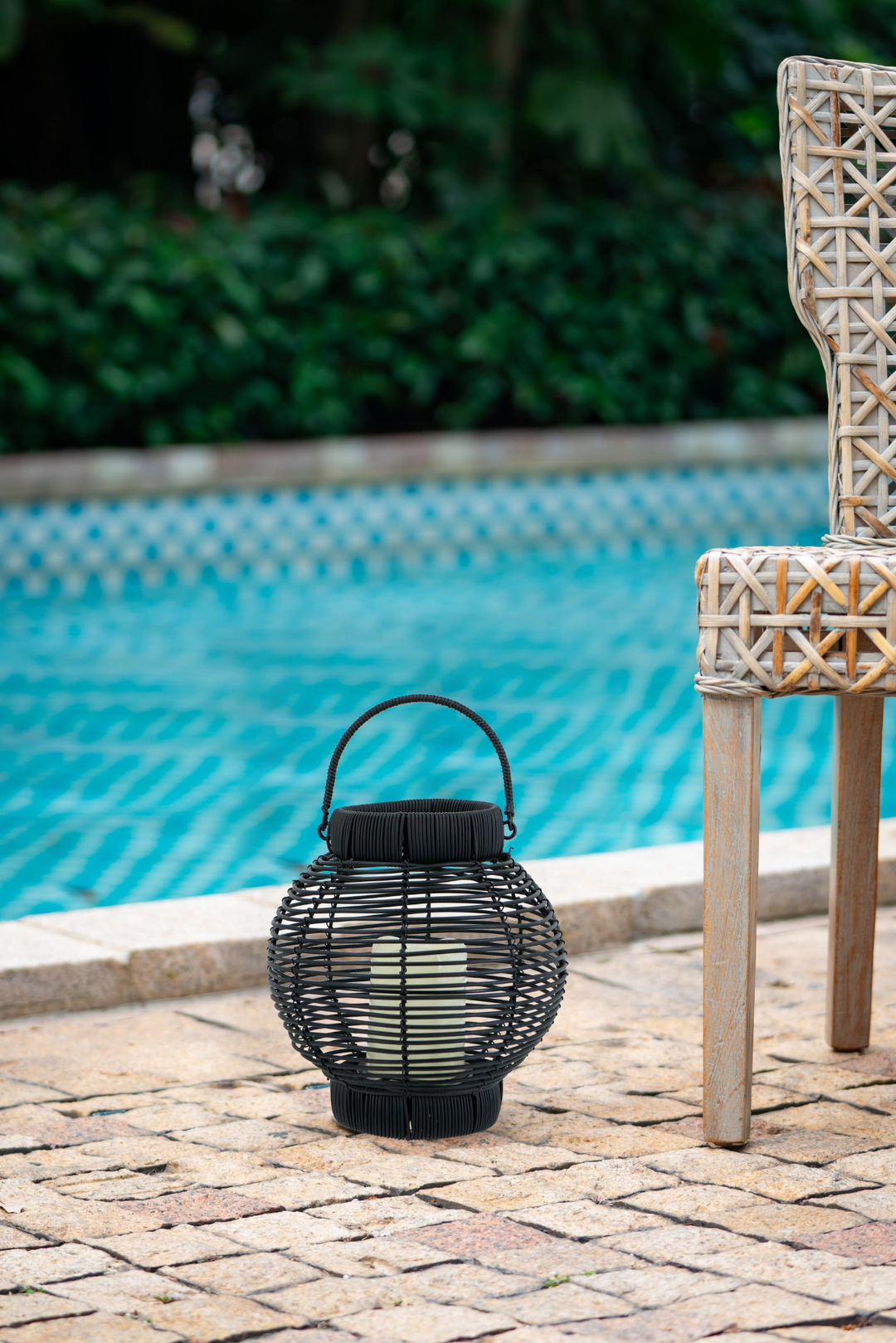 Buy farmhouse furniture Mediterranean Farmhouse Lighting Rattan Lantern with White LED Candle - Modern Cottage Farmhouse Furniture