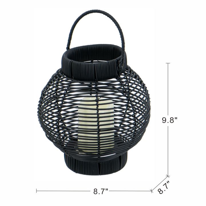 Buy farmhouse furniture Mediterranean Farmhouse Lighting Rattan Lantern with White LED Candle - Modern Cottage Farmhouse Furniture