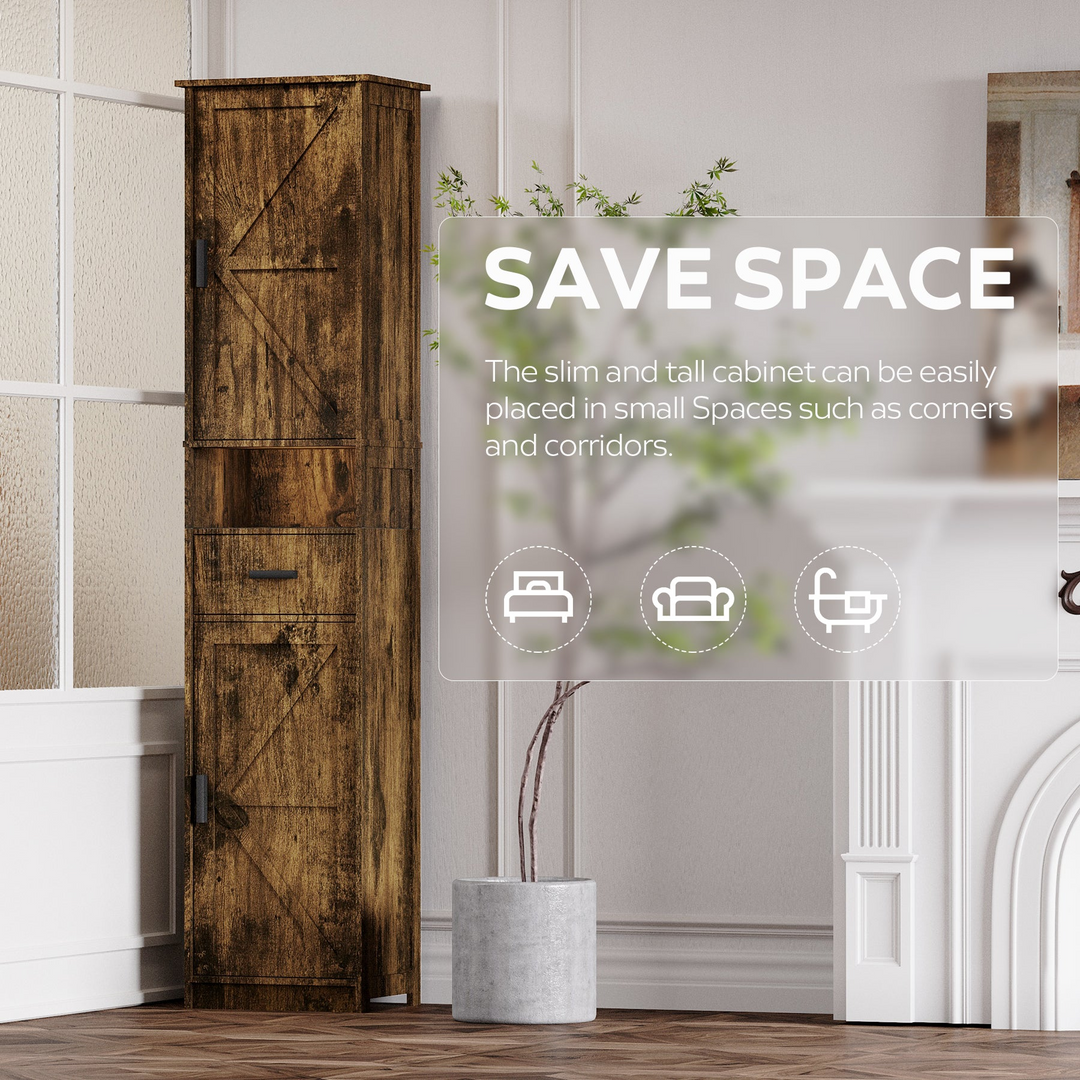 Buy farmhouse furniture Farmhouse Bathroom Storage Cabinet | Barn Doors, Narrow, 69" Tall - Modern Cottage Farmhouse Furniture