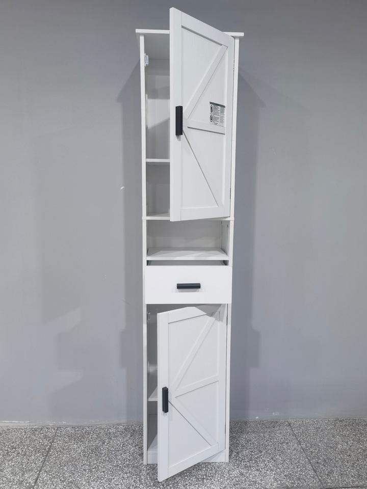 Buy farmhouse furniture Farmhouse Bathroom Storage Cabinet | Barn Doors, Narrow, 69" Tall - Modern Cottage Farmhouse Furniture