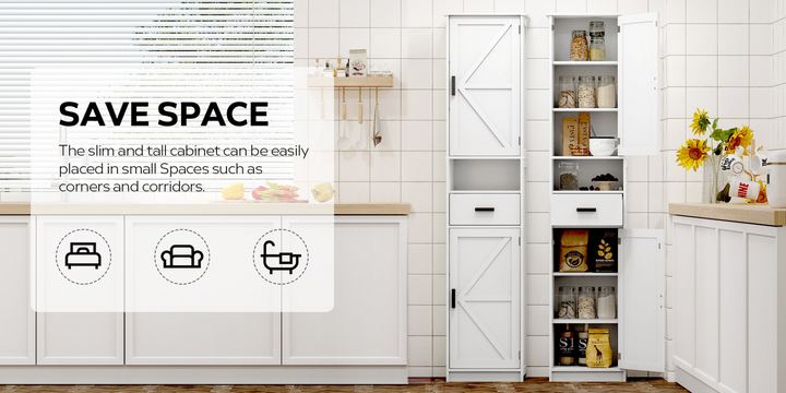 Buy farmhouse furniture Farmhouse Bathroom Storage Cabinet | Barn Doors, Narrow, 69" Tall - Modern Cottage Farmhouse Furniture