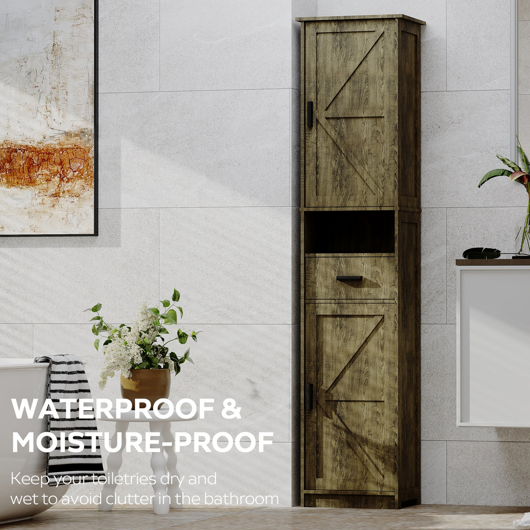 Buy farmhouse furniture Farmhouse Bathroom Storage Cabinet | Barn Doors, Narrow, 69" Tall - Modern Cottage Farmhouse Furniture