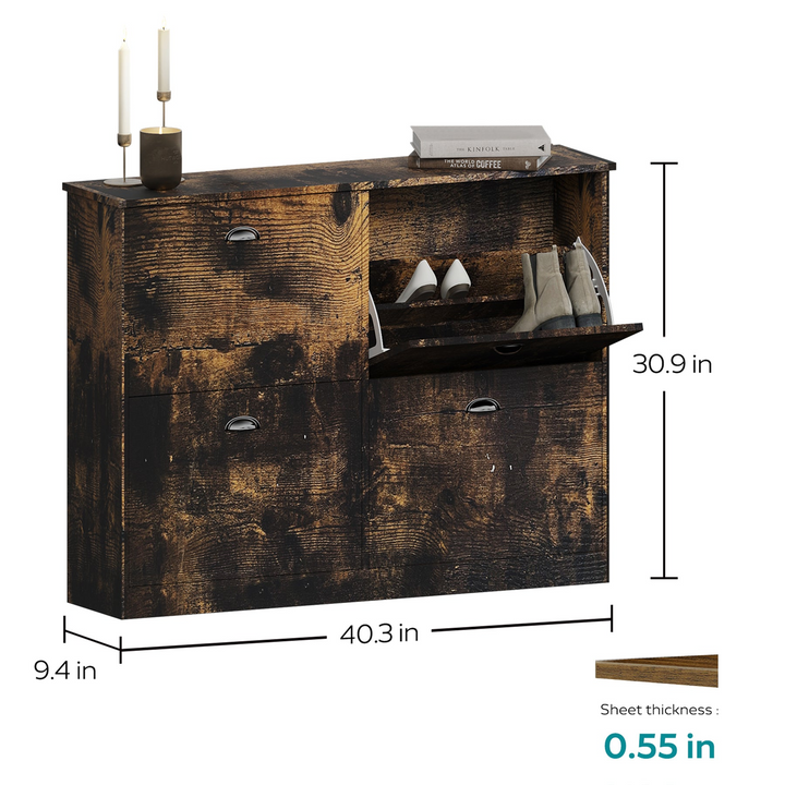 Mediterranean Farmhouse Entryway Foyer Shoe Rack Cabinet with 4 Drawers for Entryway - Mediterranean Italian Contemporary Home Decor Furniture