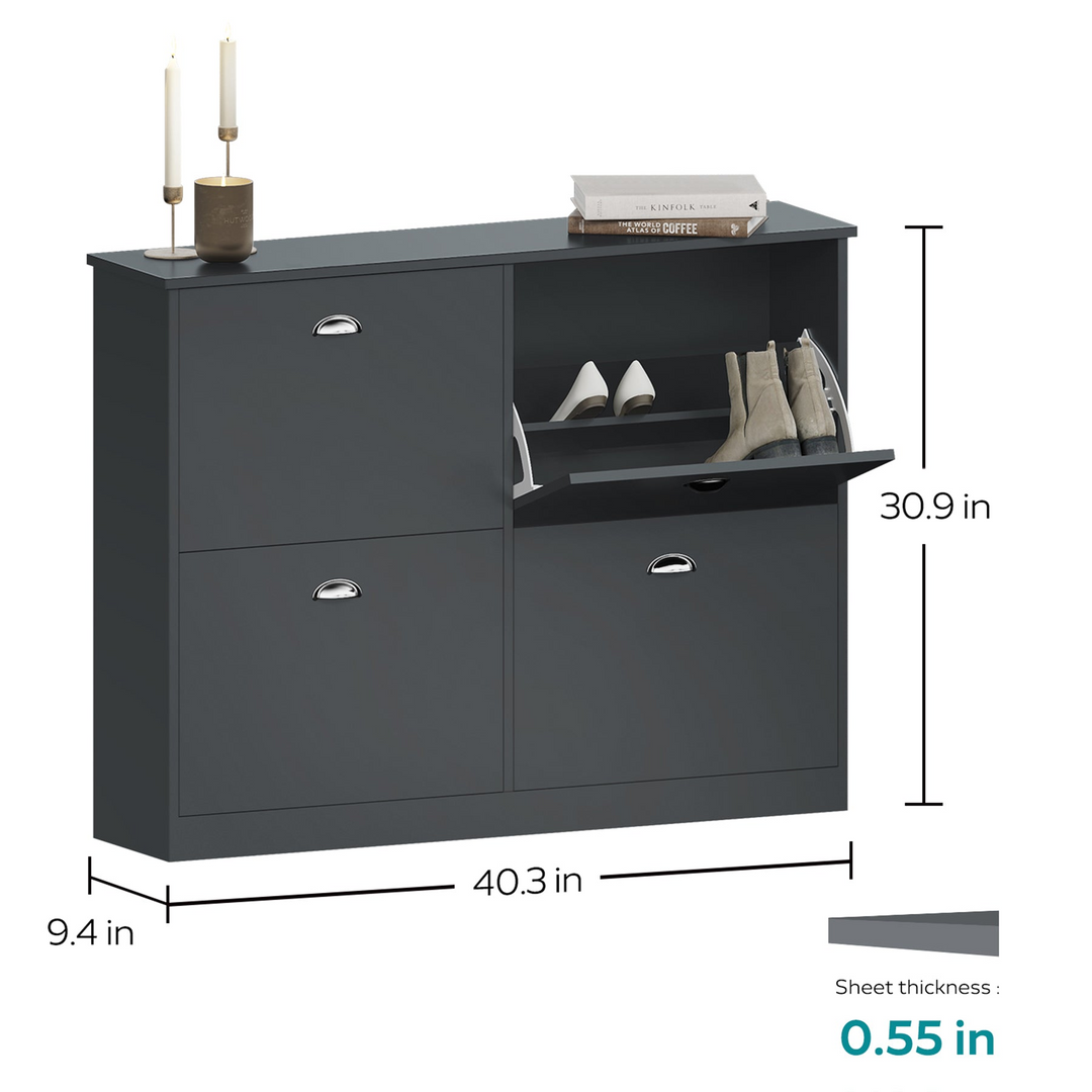 Mediterranean Farmhouse Entryway Foyer Shoe Rack Cabinet with 4 Drawers for Entryway - Mediterranean Italian Contemporary Home Decor Furniture