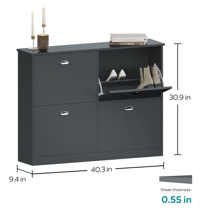 Mediterranean Farmhouse Entryway Foyer Shoe Rack Cabinet with 4 Drawers for Entryway - Mediterranean Italian Contemporary Home Decor Furniture