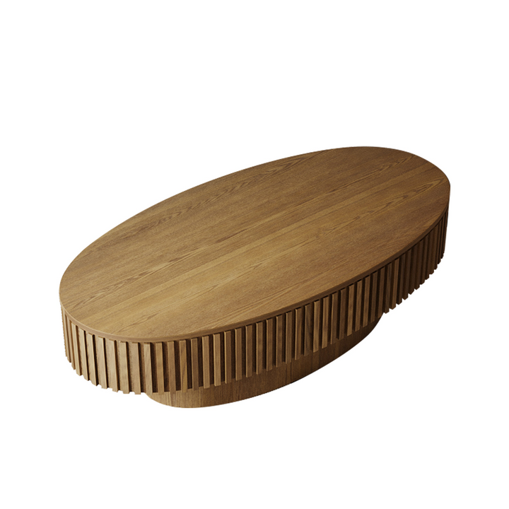 Oval Mediterranean Farmhouse Coffee Table with Storage Solid Wood Veneered Modern Coffee Table - Mediterranean Italian Contemporary Home Decor Furniture