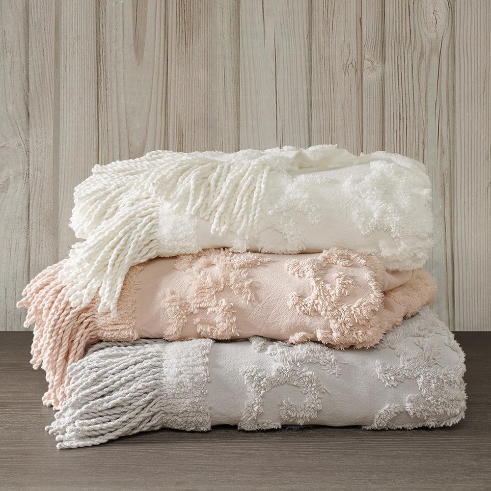 Boho Aesthetic Elegant Boho Cotton Chenille Tufted Throw | Biophilic Design Airbnb Decor Furniture 
