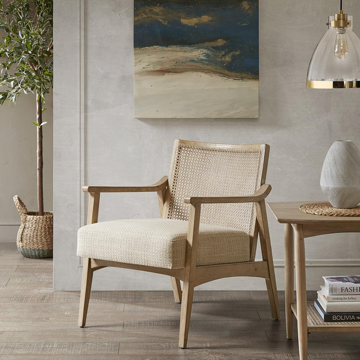 Boho Aesthetic Beige Tan Modern Accent Chair | Biophilic Design Airbnb Decor Furniture 