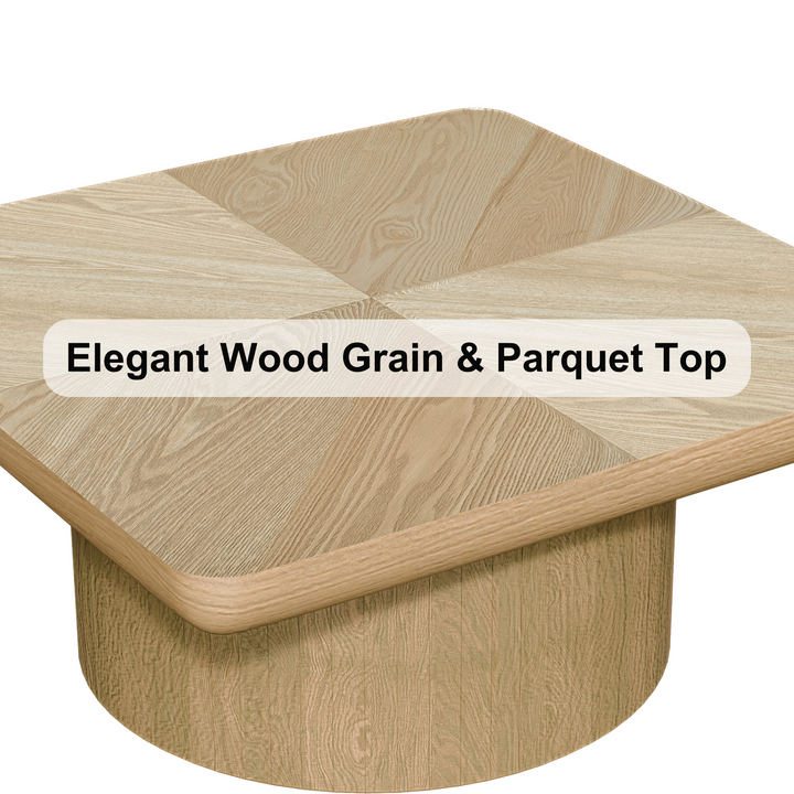 Buy farmhouse furniture Modern Farmhouse Square Coffee Table | Wood Veneer Parquet Top, 34.6" - Modern Cottage Farmhouse Furniture