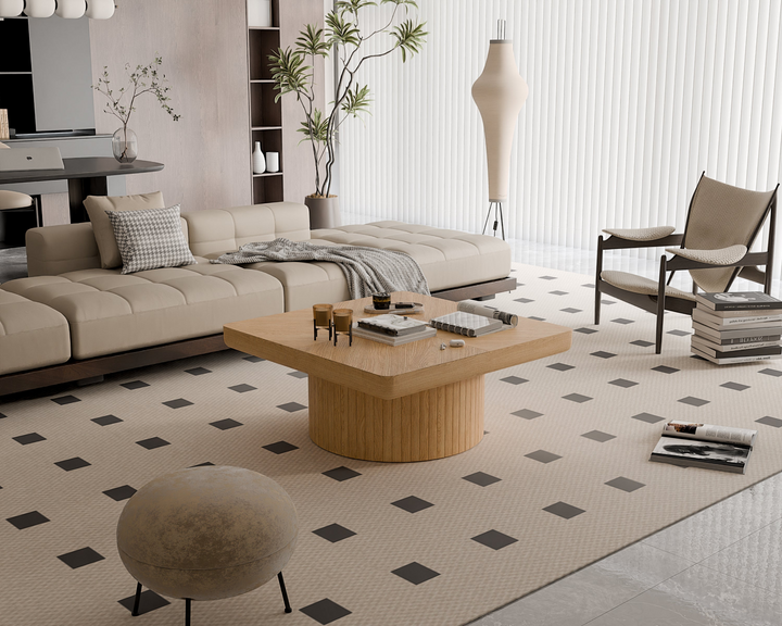 Buy farmhouse furniture Modern Farmhouse Square Coffee Table | Wood Veneer Parquet Top, 34.6" - Modern Cottage Farmhouse Furniture