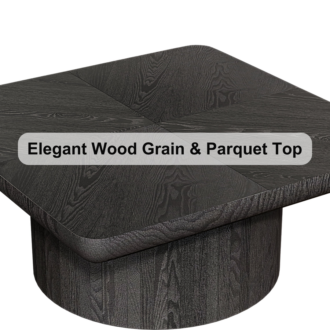 Buy farmhouse furniture Modern Farmhouse Square Coffee Table | Wood Veneer Parquet Top, 34.6" - Modern Cottage Farmhouse Furniture