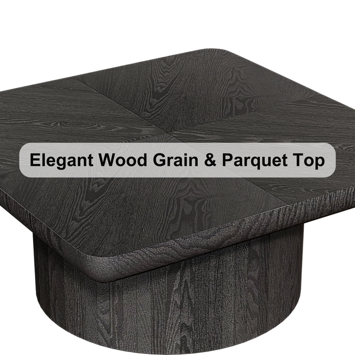 Buy farmhouse furniture Modern Farmhouse Square Coffee Table | Wood Veneer Parquet Top, 34.6" - Modern Cottage Farmhouse Furniture