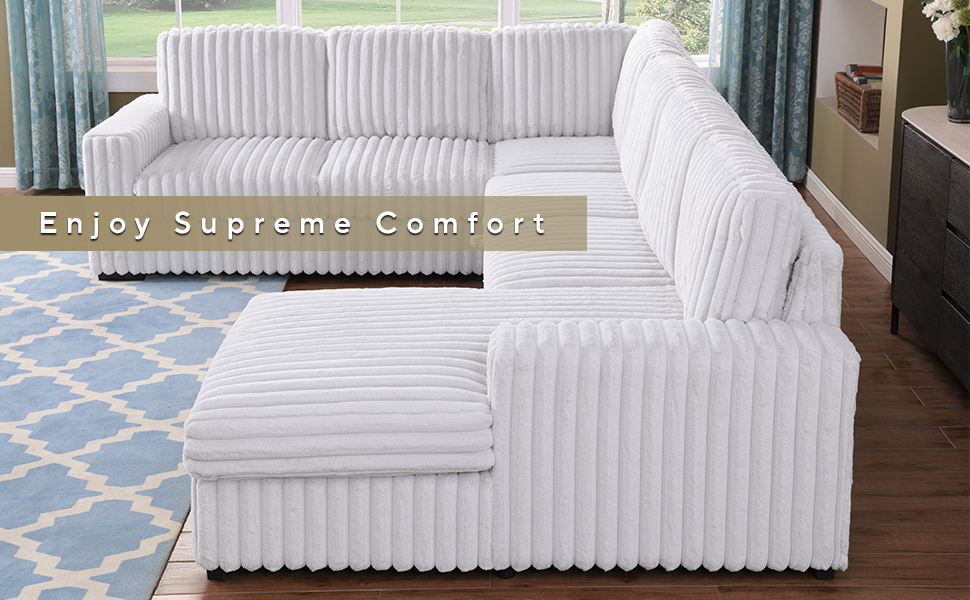 Valentina | Upholstered Oversized White U Shape Mediterranean Sofa Sectional - Mediterranean Italian Contemporary Home Decor Furniture