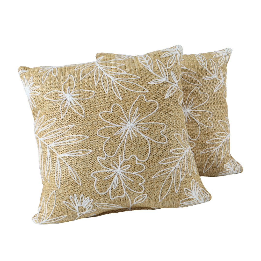 Buy farmhouse furniture Outdoor/Indoor Decorative Throw Pillows, Waterproof Simulated Straw Weave 18x18 - Modern Cottage Farmhouse Furniture