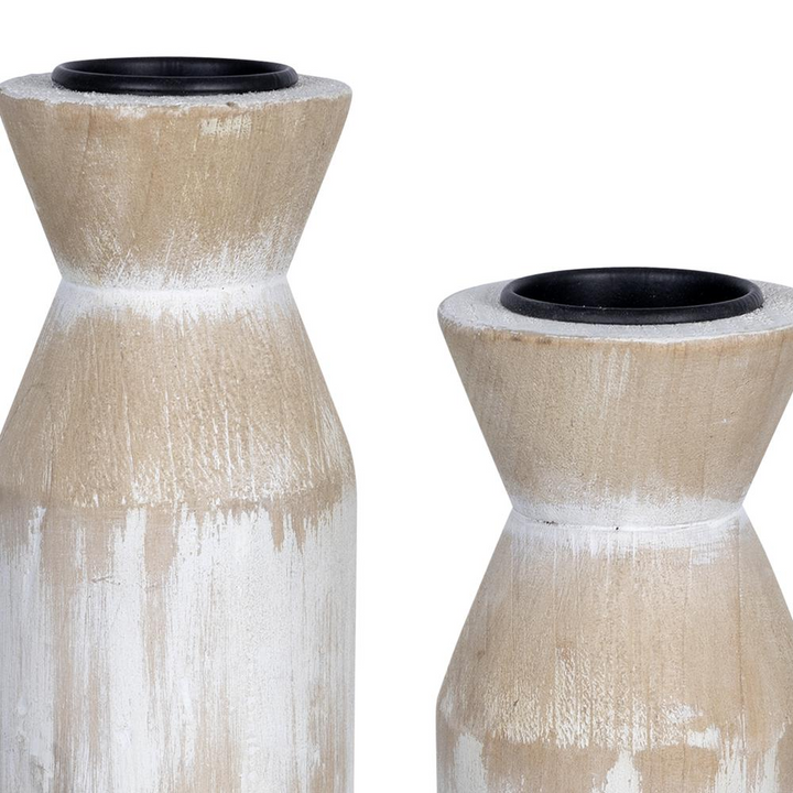 Boho Aesthetic Stratton Home Decor Boho Distressed White Set of 3 Candle Holders | Biophilic Design Airbnb Decor Furniture 