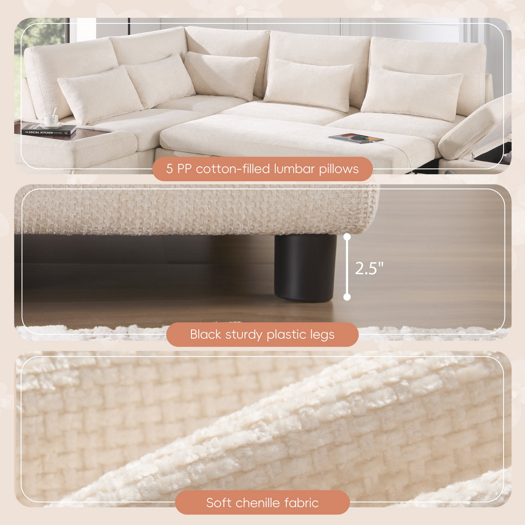 Buy farmhouse furniture Sectional Sleeper Mediterranean Style Farmhouse Sectional Sofa Couch Bed, Pull-Out L-Shape Couch - Modern Cottage Farmhouse Furniture