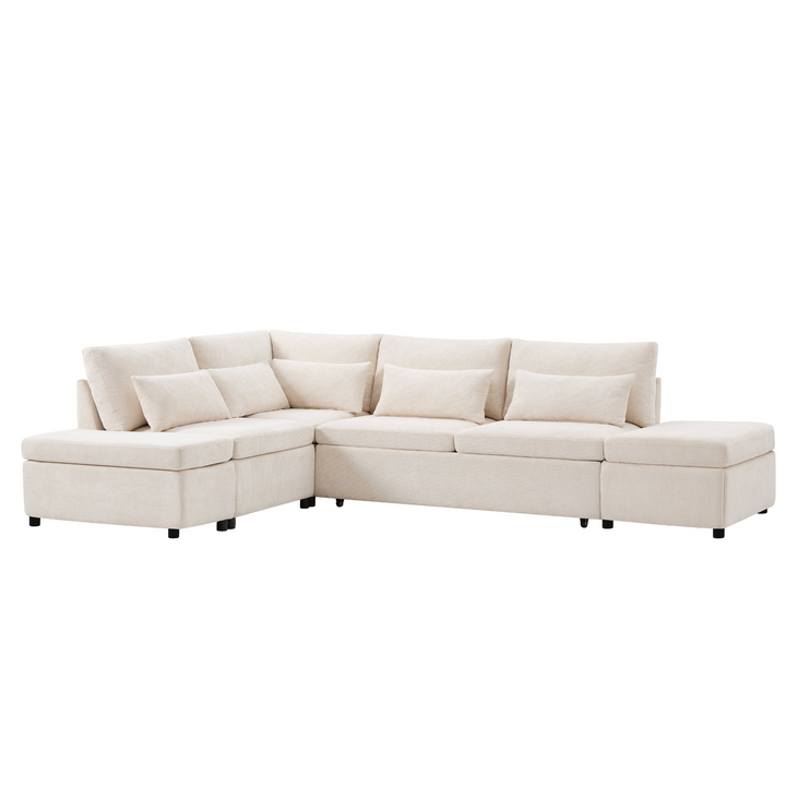 Buy farmhouse furniture Sectional Sleeper Mediterranean Style Farmhouse Sectional Sofa Couch Bed, Pull-Out L-Shape Couch - Modern Cottage Farmhouse Furniture