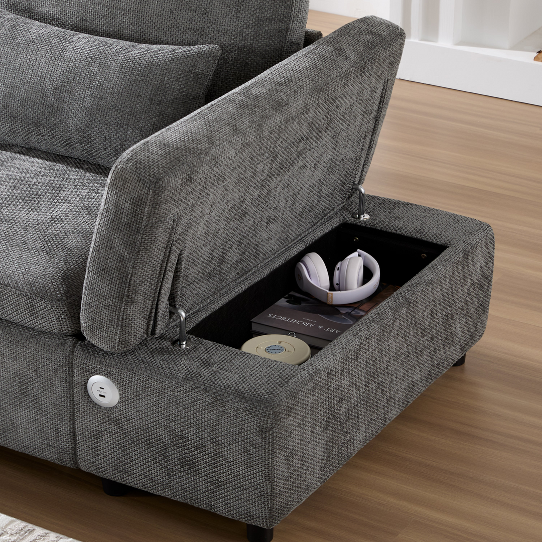 Buy farmhouse furniture Sectional Sleeper Mediterranean Style Farmhouse Sectional Sofa Couch Bed, Pull-Out L-Shape Couch - Modern Cottage Farmhouse Furniture