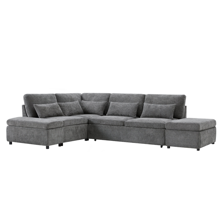 Buy farmhouse furniture Sectional Sleeper Mediterranean Style Farmhouse Sectional Sofa Couch Bed, Pull-Out L-Shape Couch - Modern Cottage Farmhouse Furniture